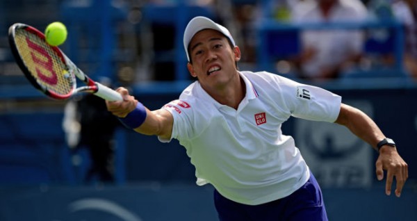 Japan's Kei Nishikori defeated Milos Raonic in five sets that lasted 4 hours and 29 minutes at the US Open in Flushing Meadows