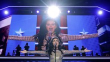  Singer Katy Perry performs during the fourth day of the Democratic National Convention at the Wells Fargo Center, July 28, 2016 in Philadelphia, Pennsylvania.