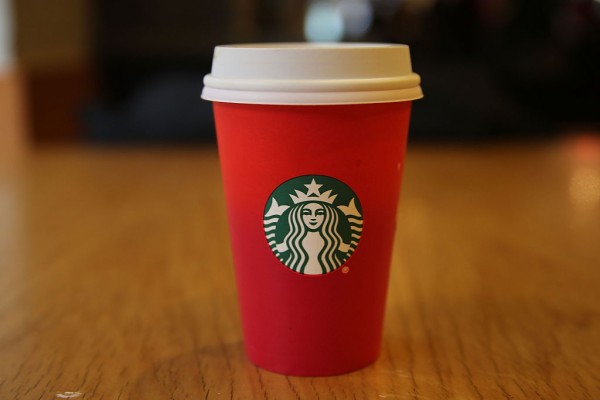  A new holiday Starbucks cup is viewed on November 12, 2015 in New York City. 