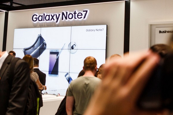  Visitors visit the stand of Samsung to watch the Galaxy Note 7 at the 2016 IFA consumer electronics trade fair on September 2, 2016 in Berlin, Germany.