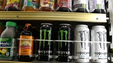 Cans of Monster Energy Drink are displayed on a shelf at a convenience store on August 14, 2014 in Kentfield, California. 